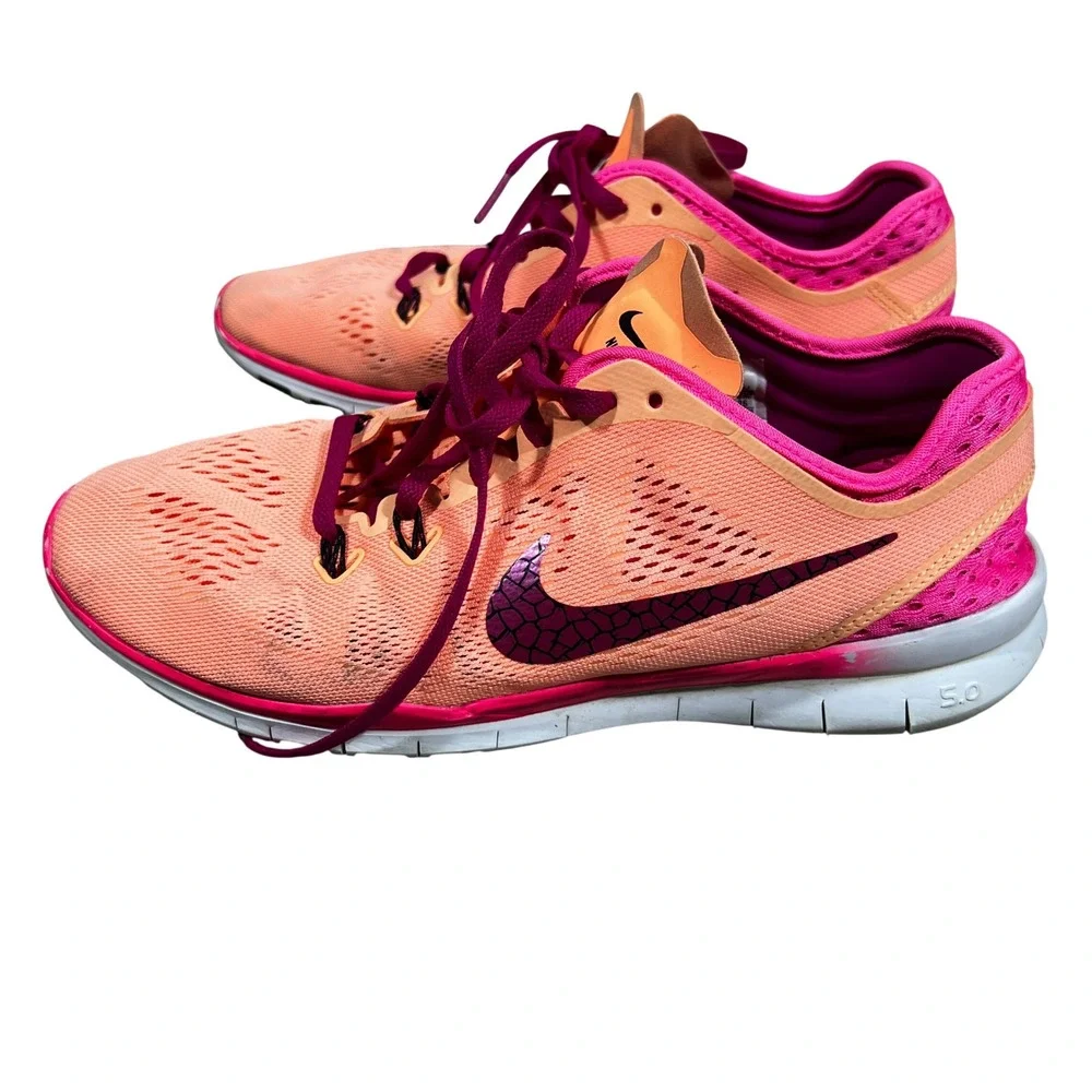 Nike Free TR Fit 5 Mesh Training Shoes Orange Pink 718932-800 Size 9